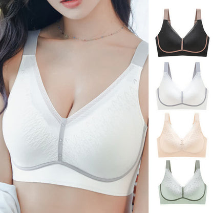 Plus Size Color-Blocked Breathable Wireless Bra