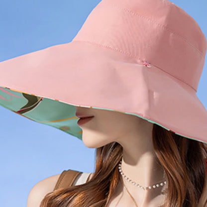 Reversible Wide-Brim Sun Bucket Hat