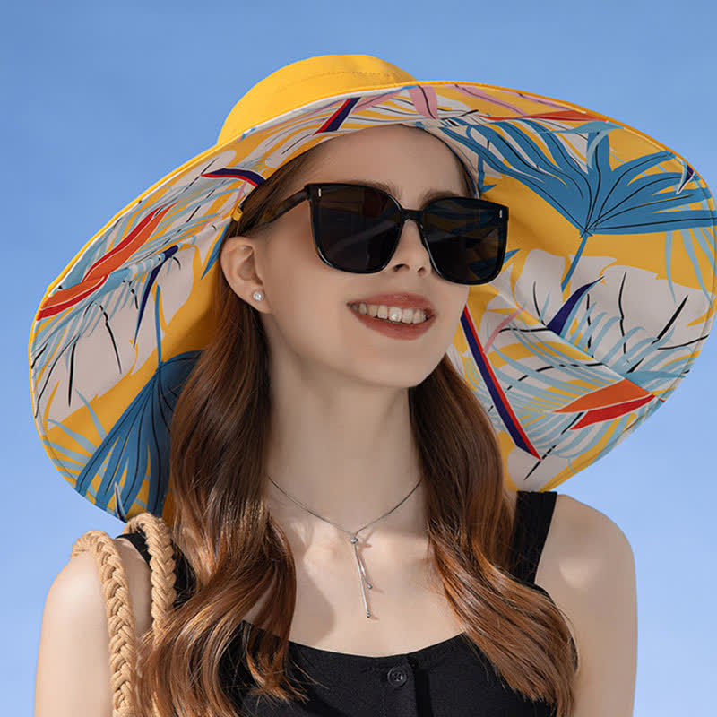 Reversible Wide-Brim Sun Bucket Hat