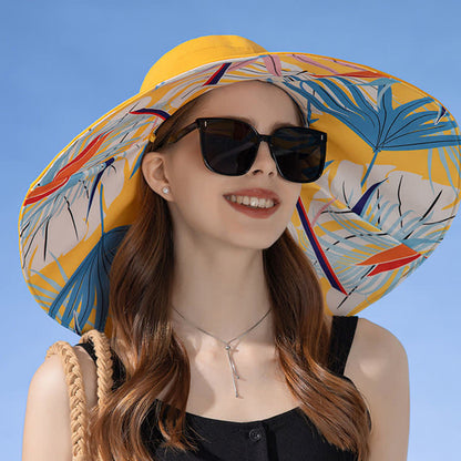 Reversible Wide-Brim Sun Bucket Hat