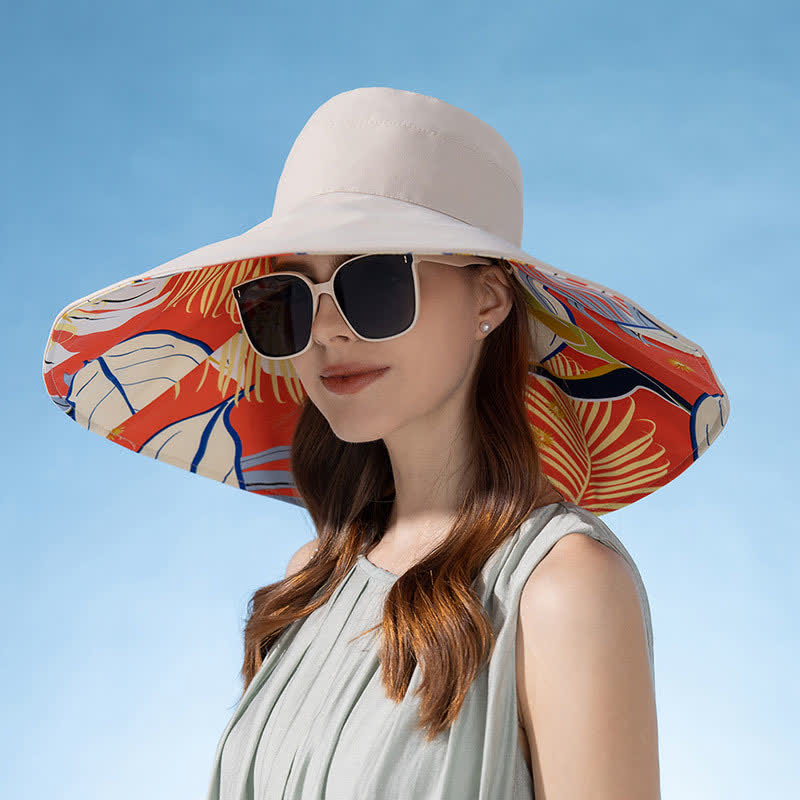 Reversible Wide-Brim Sun Bucket Hat