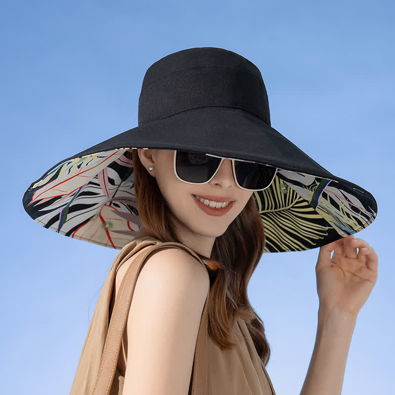 Reversible Wide-Brim Sun Bucket Hat
