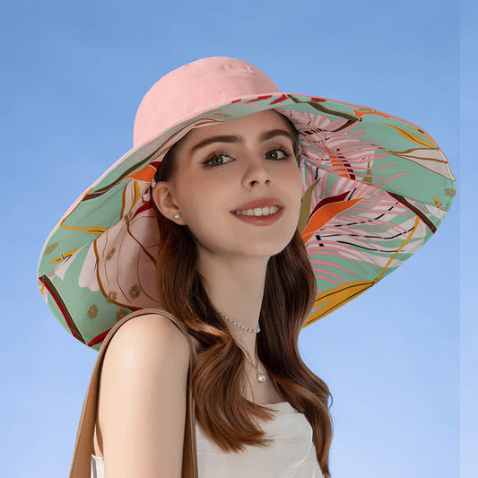 Reversible Wide-Brim Sun Bucket Hat