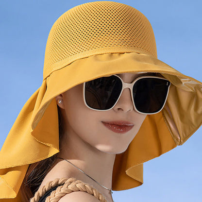 Wide-Brim Breathable Bow-Detail Sun Bucket Hat