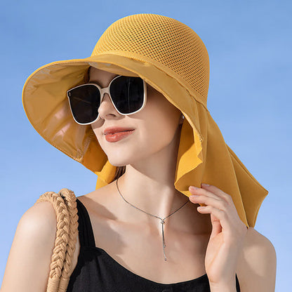 Wide-Brim Breathable Bow-Detail Sun Bucket Hat