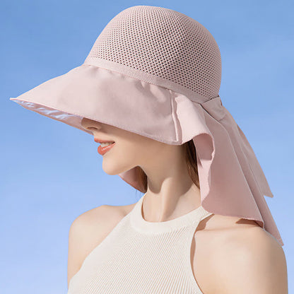 Wide-Brim Breathable Bow-Detail Sun Bucket Hat
