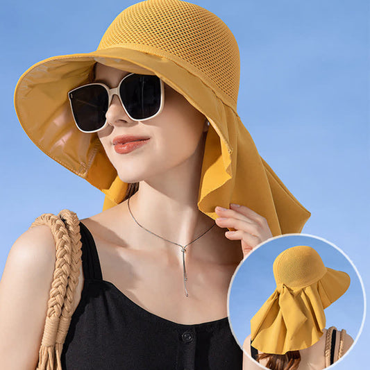 Wide-Brim Breathable Bow-Detail Sun Bucket Hat