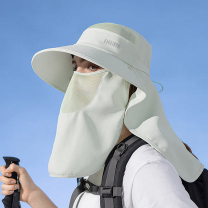 Sun Protection Bucket Hat with Attached Face Scarf
