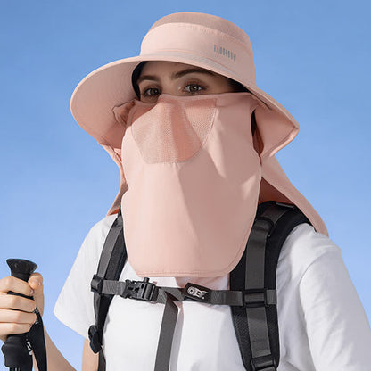 Sun Protection Bucket Hat with Attached Face Scarf