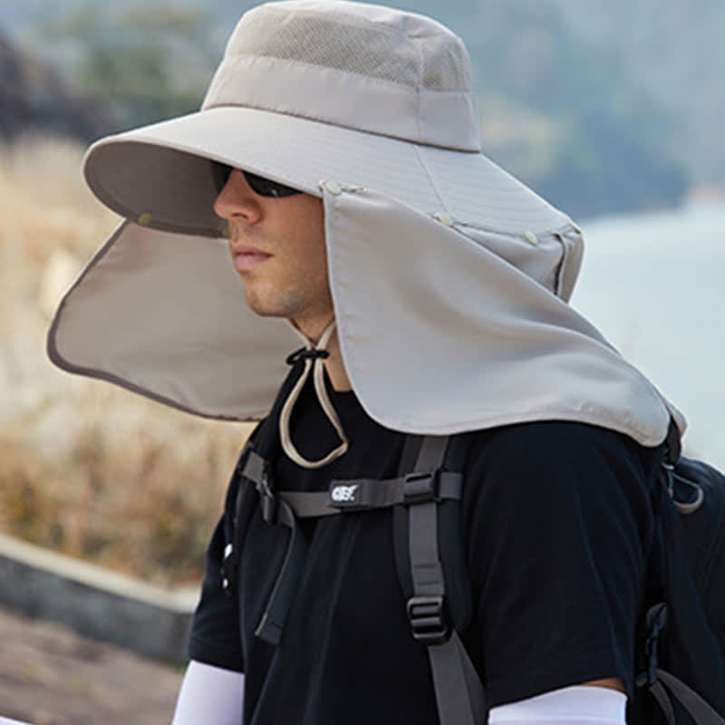 Detachable Neck Flap Bucket Hat