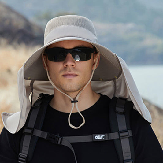 Detachable Neck Flap Bucket Hat