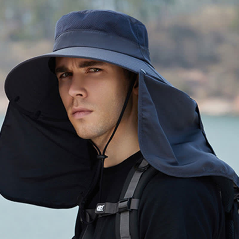Detachable Neck Flap Bucket Hat