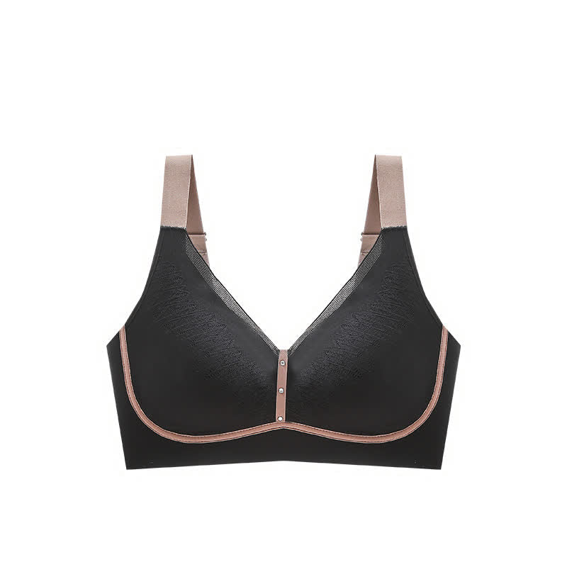 Plus Size Color-Blocked Breathable Wireless Bra