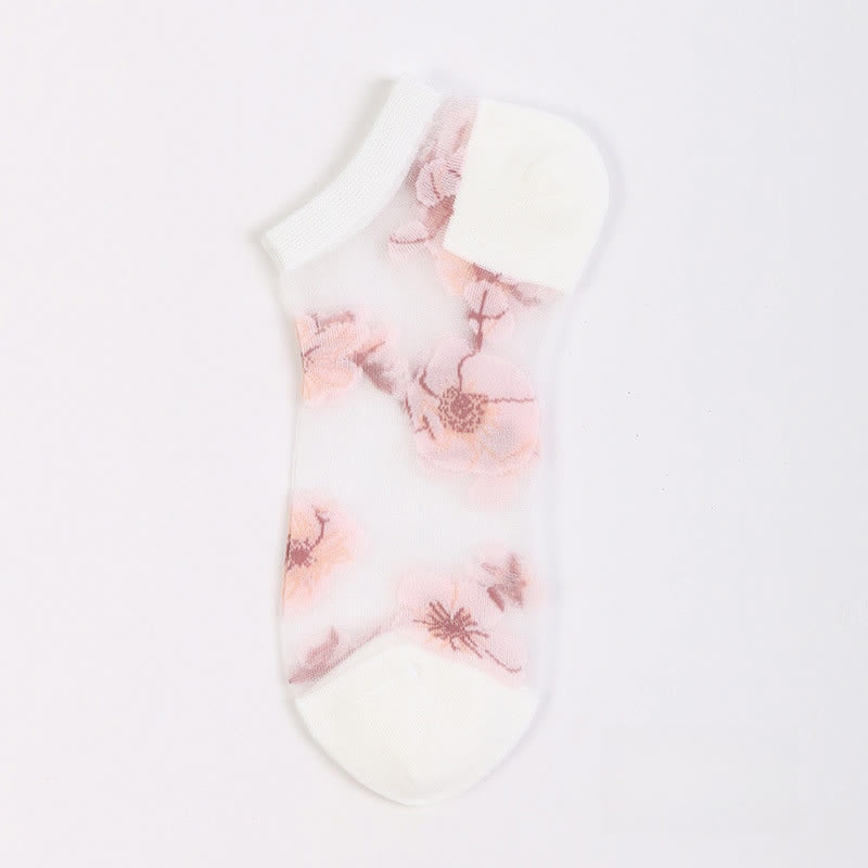 Lightweight Floral Breathable Sheer Ankle Socks(5 Pairs)