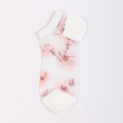 Lightweight Floral Breathable Sheer Ankle Socks(5 Pairs)