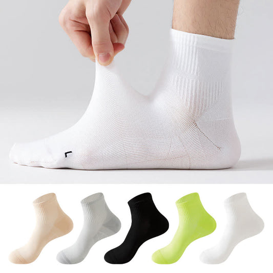 Solid Color Breathable Sports Ankle Compression Socks(5 Pairs)