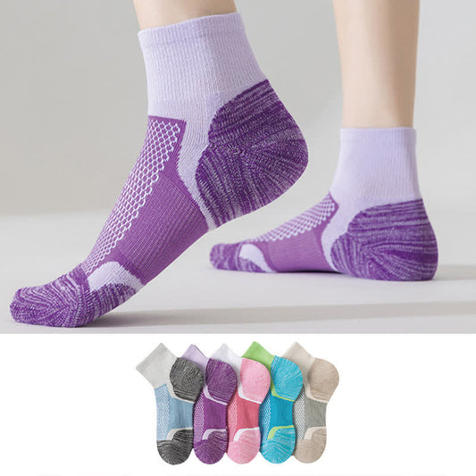 Color-Blocking Breathable Sports Ankle Compression Socks(5 Pairs)