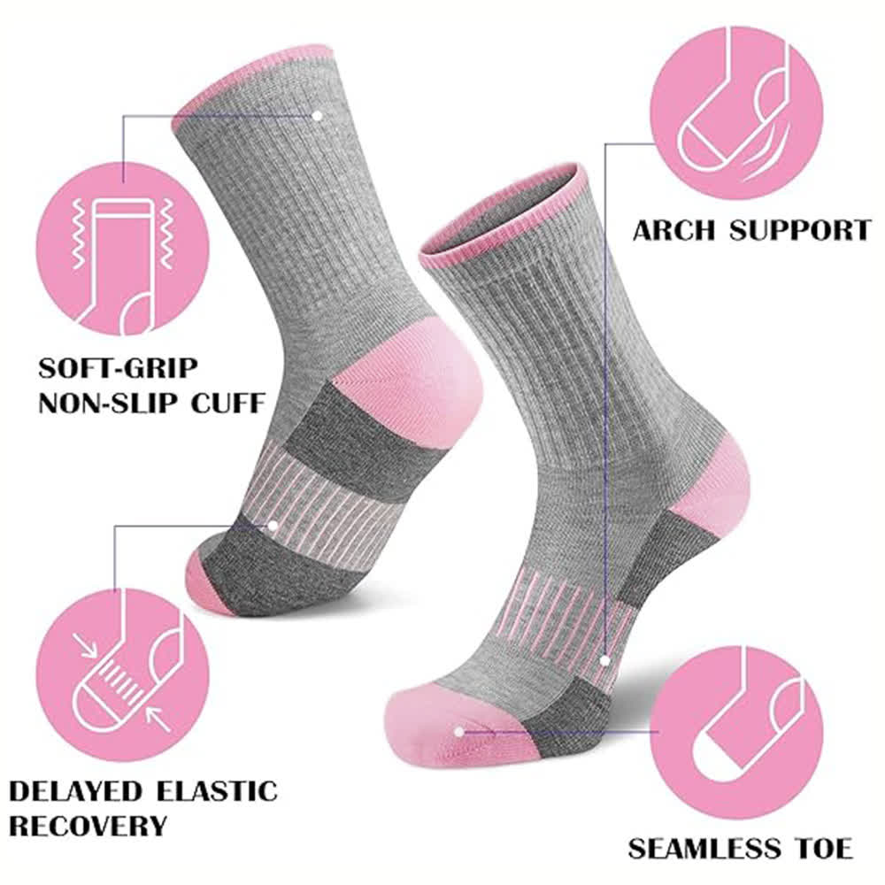 Striped Color-Block Moisture-Wicking Compression Socks(5 Pairs)