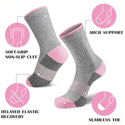 Striped Color-Block Moisture-Wicking Compression Socks(5 Pairs)