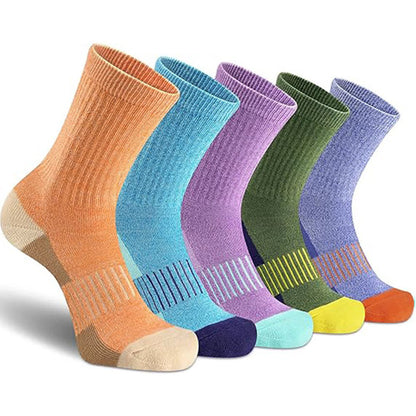 Striped Color-Block Moisture-Wicking Compression Socks(5 Pairs)