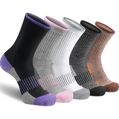 Striped Color-Block Moisture-Wicking Compression Socks(5 Pairs)