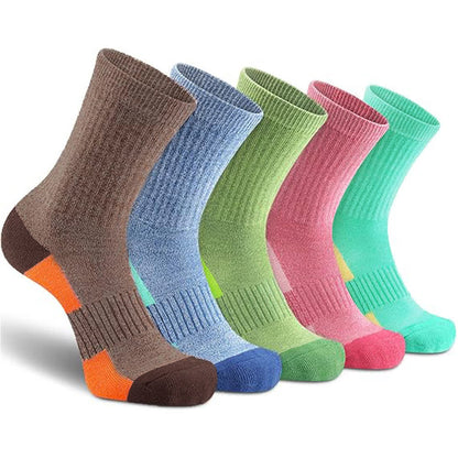 Striped Color-Block Moisture-Wicking Compression Socks(5 Pairs)