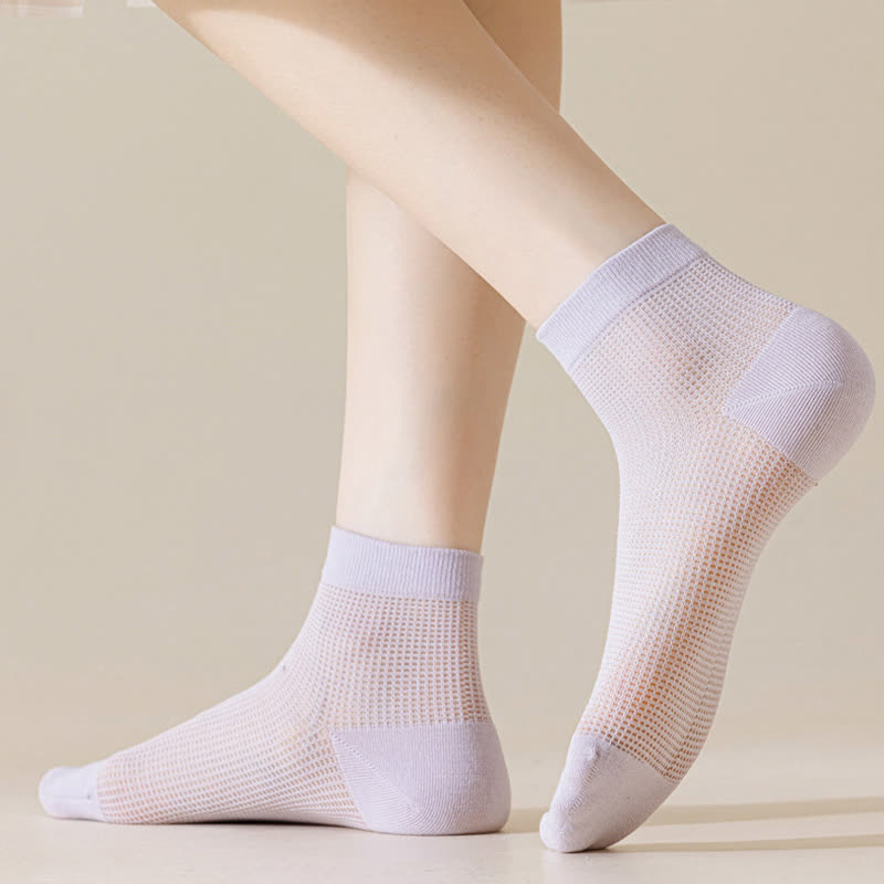 Lightweight Mesh Breathable Solid-Color Ankle Socks(8 Pairs)