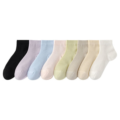 Lightweight Mesh Breathable Solid-Color Ankle Socks(8 Pairs)