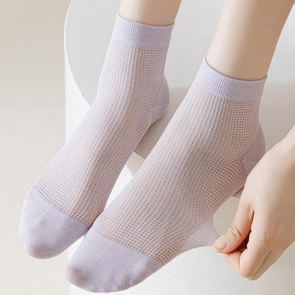 Lightweight Mesh Breathable Solid-Color Ankle Socks(8 Pairs)