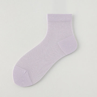 Lightweight Mesh Breathable Solid-Color Ankle Socks(8 Pairs)