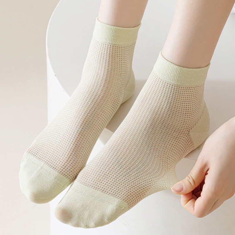 Lightweight Mesh Breathable Solid-Color Ankle Socks(8 Pairs)