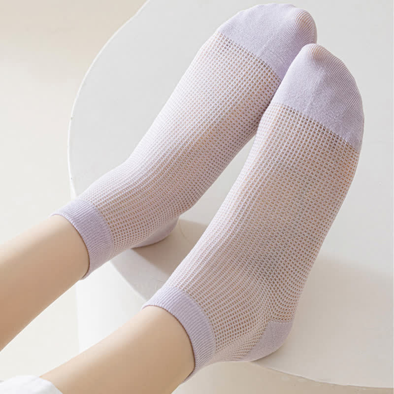 Lightweight Mesh Breathable Solid-Color Ankle Socks(8 Pairs)