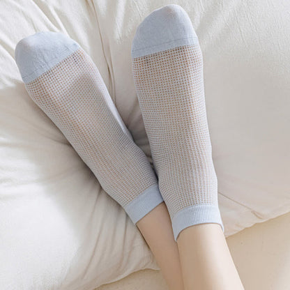 Lightweight Mesh Breathable Solid-Color Ankle Socks(8 Pairs)