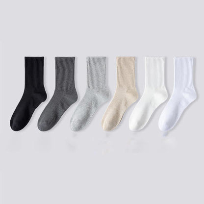 Plus Size Solid Color Breathable Sports Socks(6 Pairs)