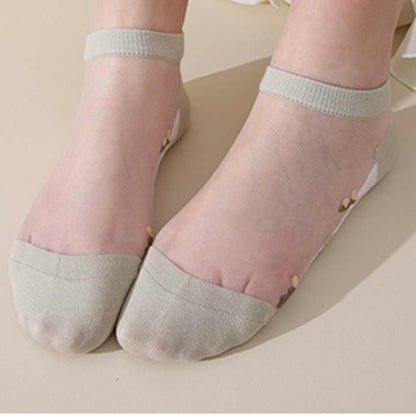 Seamless Breathable Floral Sheer Socks(5 Pairs)
