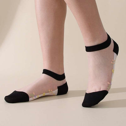 Seamless Breathable Floral Sheer Socks(5 Pairs)