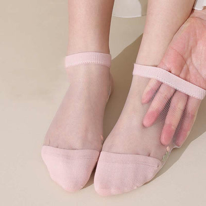 Seamless Breathable Floral Sheer Socks(5 Pairs)
