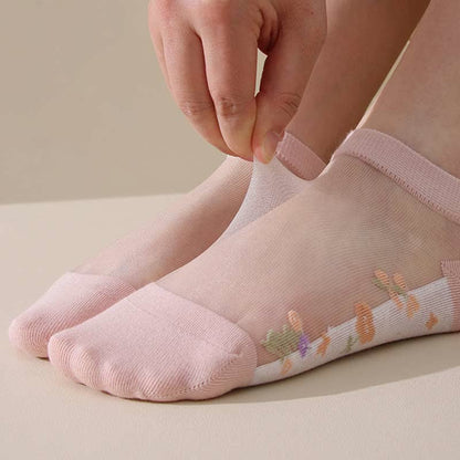 Seamless Breathable Floral Sheer Socks(5 Pairs)