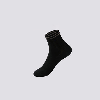Mesh Breathable Striped Cotton Socks(5 Pairs)