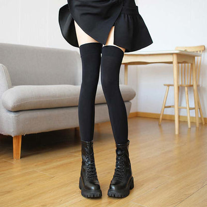 Plus Sexy Solid Color Thigh High Socks(4 Pairs)