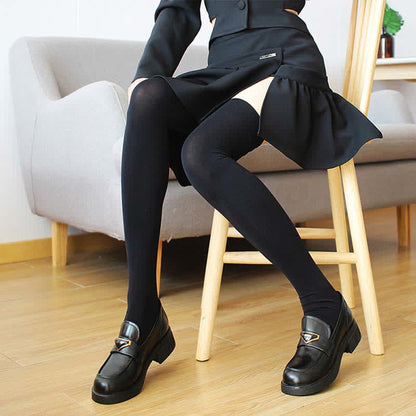 Plus Sexy Solid Color Thigh High Socks(4 Pairs)