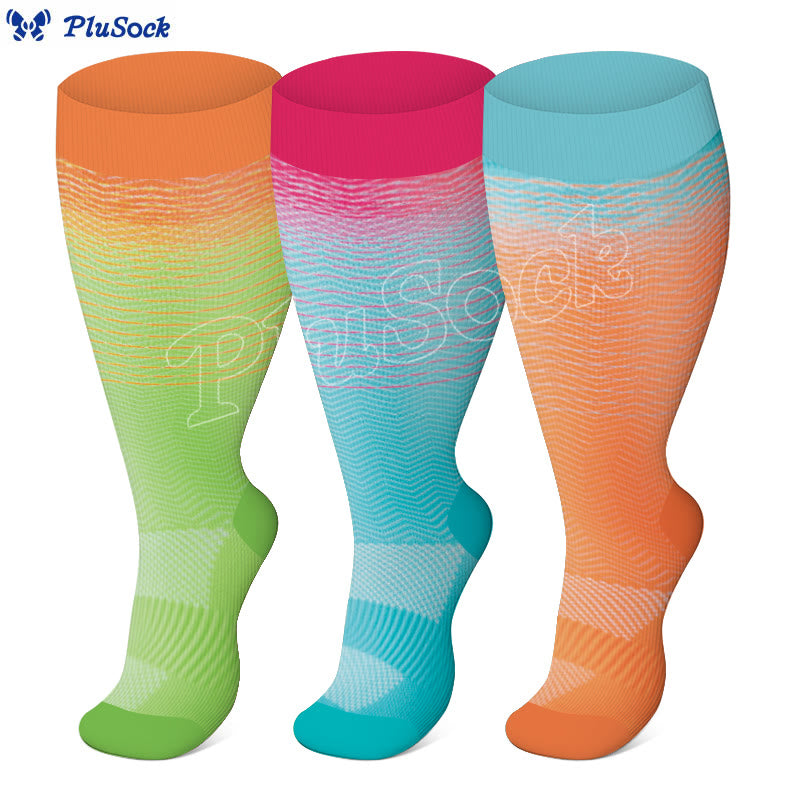 Plusock Plus Size Line Gradient Compression Socks(3 Pairs) – plusock
