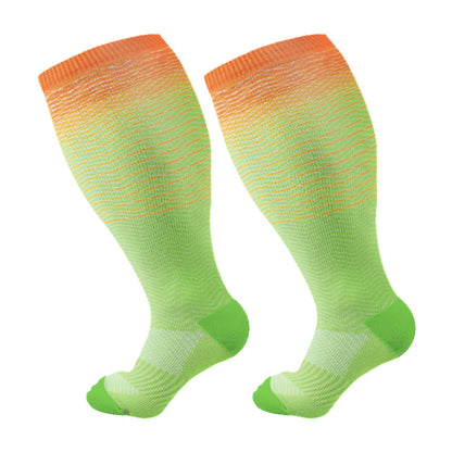 Plusock Plus Size Line Gradient Compression Socks - Green - 4XL - image 8