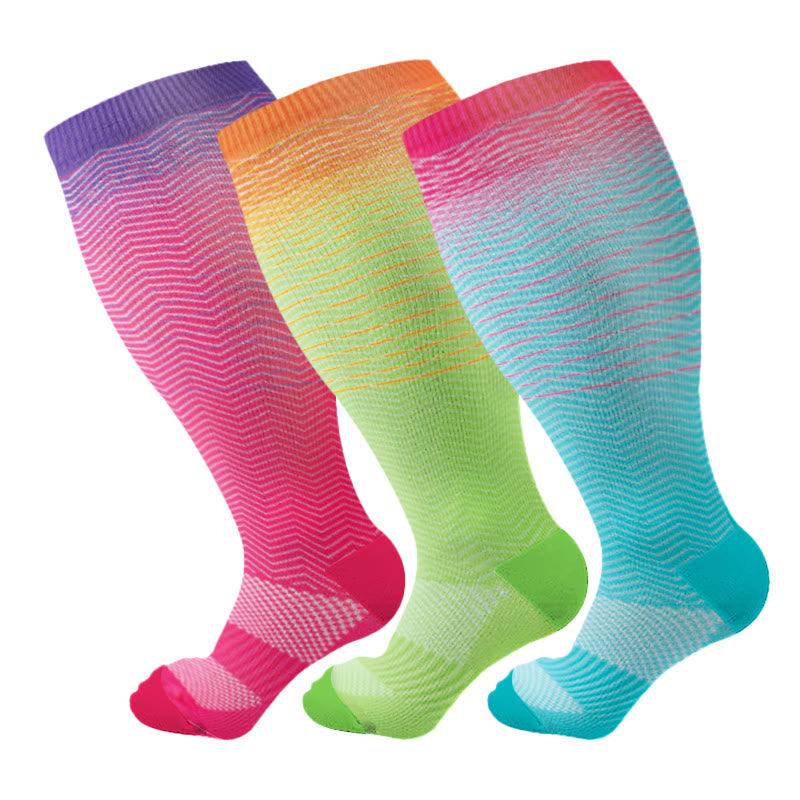 Plus Size Line Gradient Compression Socks