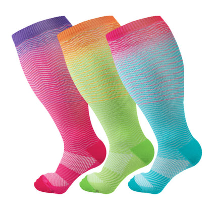 Plus Size Line Gradient Compression Socks