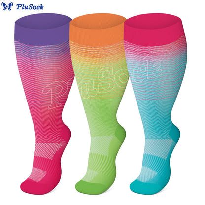 Plus Size Line Gradient Compression Socks