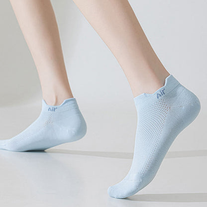 Thin Cotton Sweat-absorbent Breathable Mesh Ankle Socks(6 Pairs)