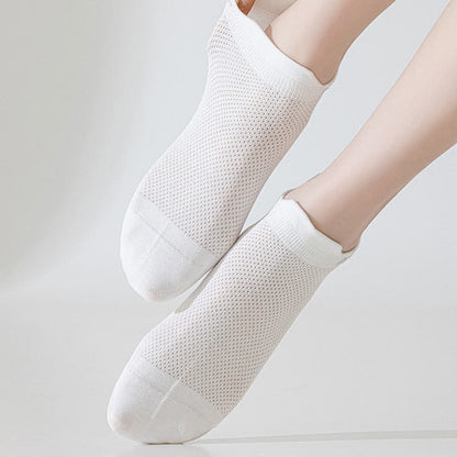 Thin Cotton Sweat-absorbent Breathable Mesh Ankle Socks(6 Pairs)