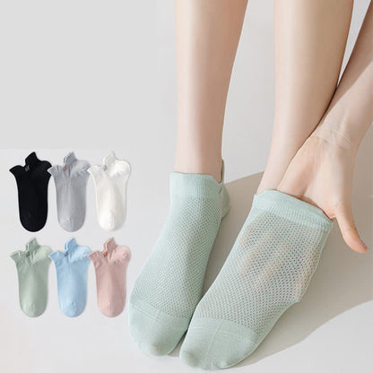 Thin Cotton Sweat-absorbent Breathable Mesh Ankle Socks(6 Pairs)