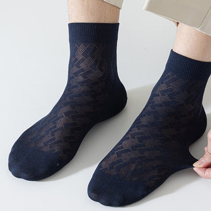Thin Breathable Mesh Cool Feeling Quarter Socks(5 Pairs)